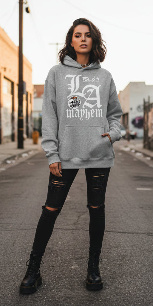 LA Mayhem - White Print - Oversized Heavyweight Hoodie