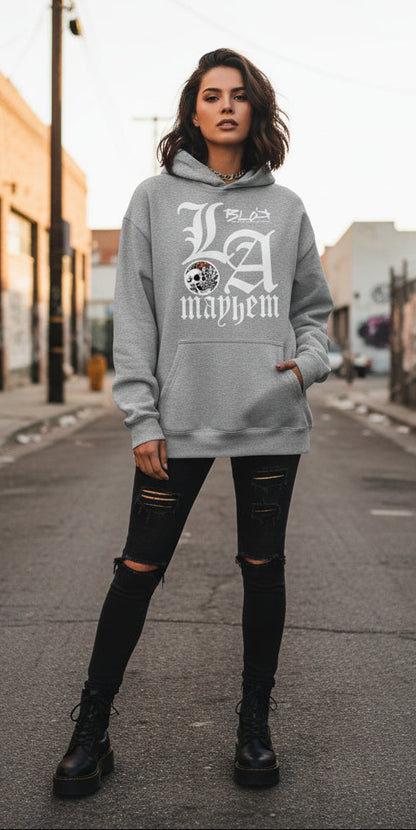 LA Mayhem - White Print - Oversized Heavyweight Hoodie