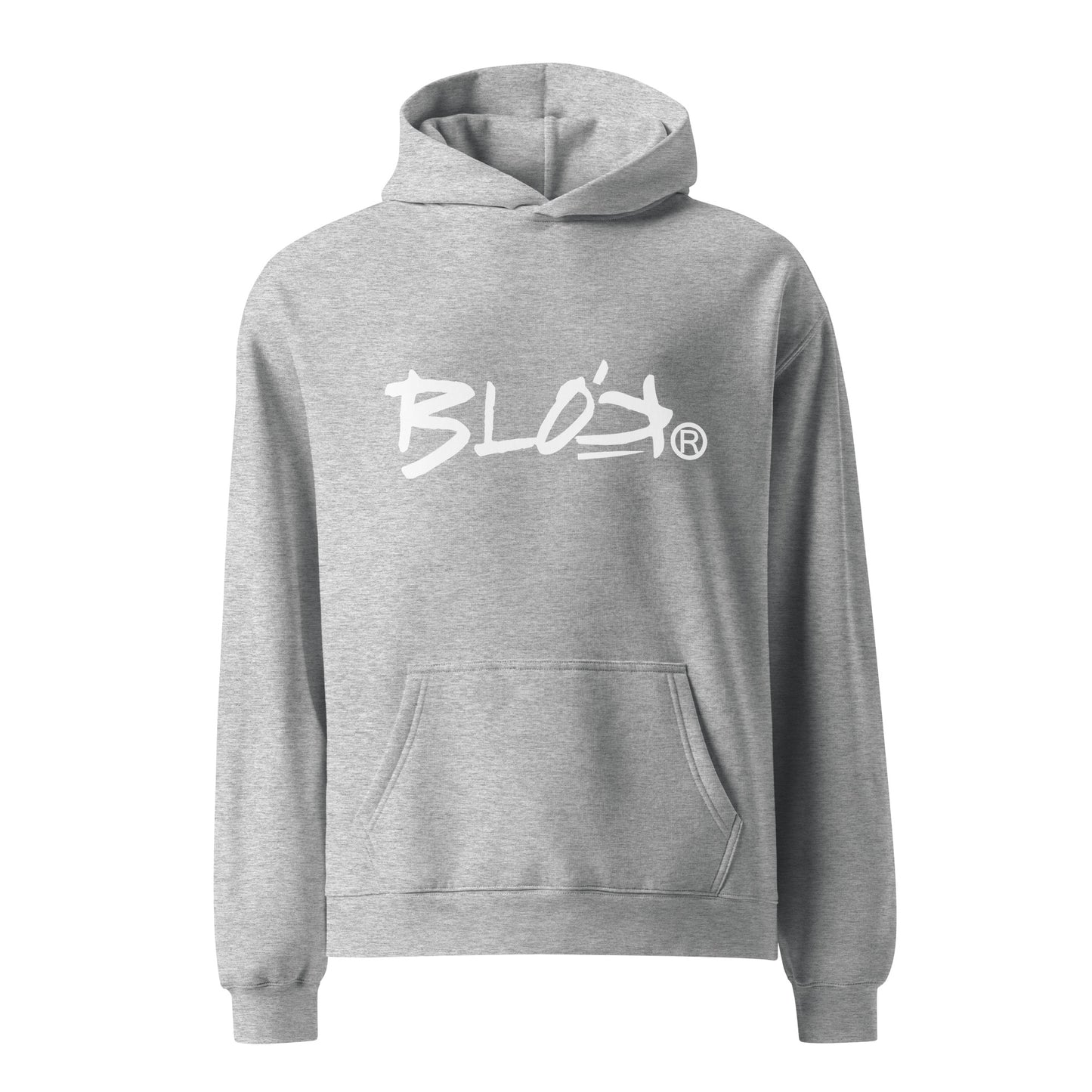 Blok Logo - Heavyweight Oversized Men's Hoodie - White Front Graphic Print