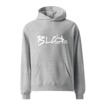 Blok Logo - Heavyweight Oversized Men's Hoodie - White Front Graphic Print