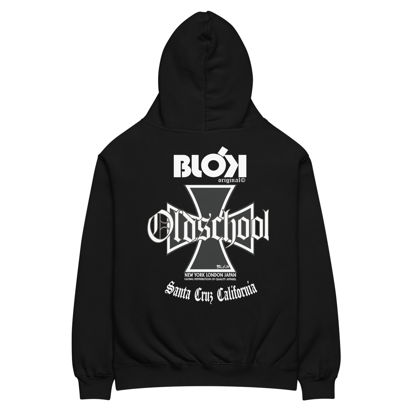 Old School Iron Cross - White Front & Back Print - Oversized Heavyweight Hoodie