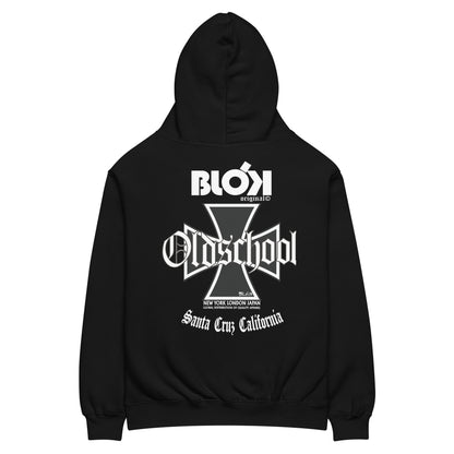 Old School Iron Cross - White Front & Back Print - Oversized Heavyweight Hoodie