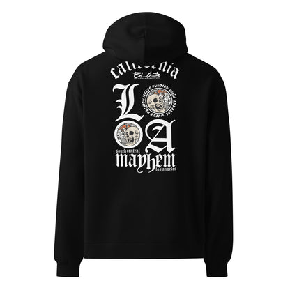 BLOK LA MAYHEM Iron cross front print and back print - Oversized Premium Heavyweight Hoodie Men's