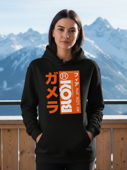 BLOK NY LDN JPN - Orange Front Print - Oversized Heavyweight Hoodie