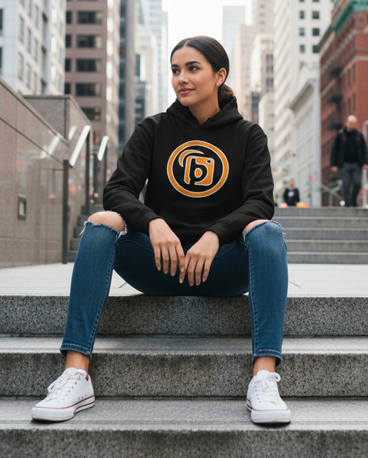 Blok Outer Circle - Orange Front Print - Oversized Heavyweight Hoodie