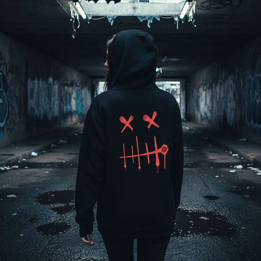 Stitch - Red Front & Back Print - Oversize Heavyweight Hoodie