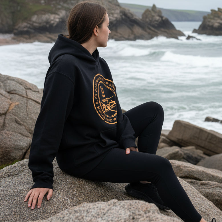 Original Apparel Stamp - Orange Front Print - Oversized Heavyweight Hoodie