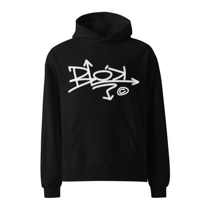 Blok Graffiti Tag - White Front Print - Oversized Heavyweight Hoodie