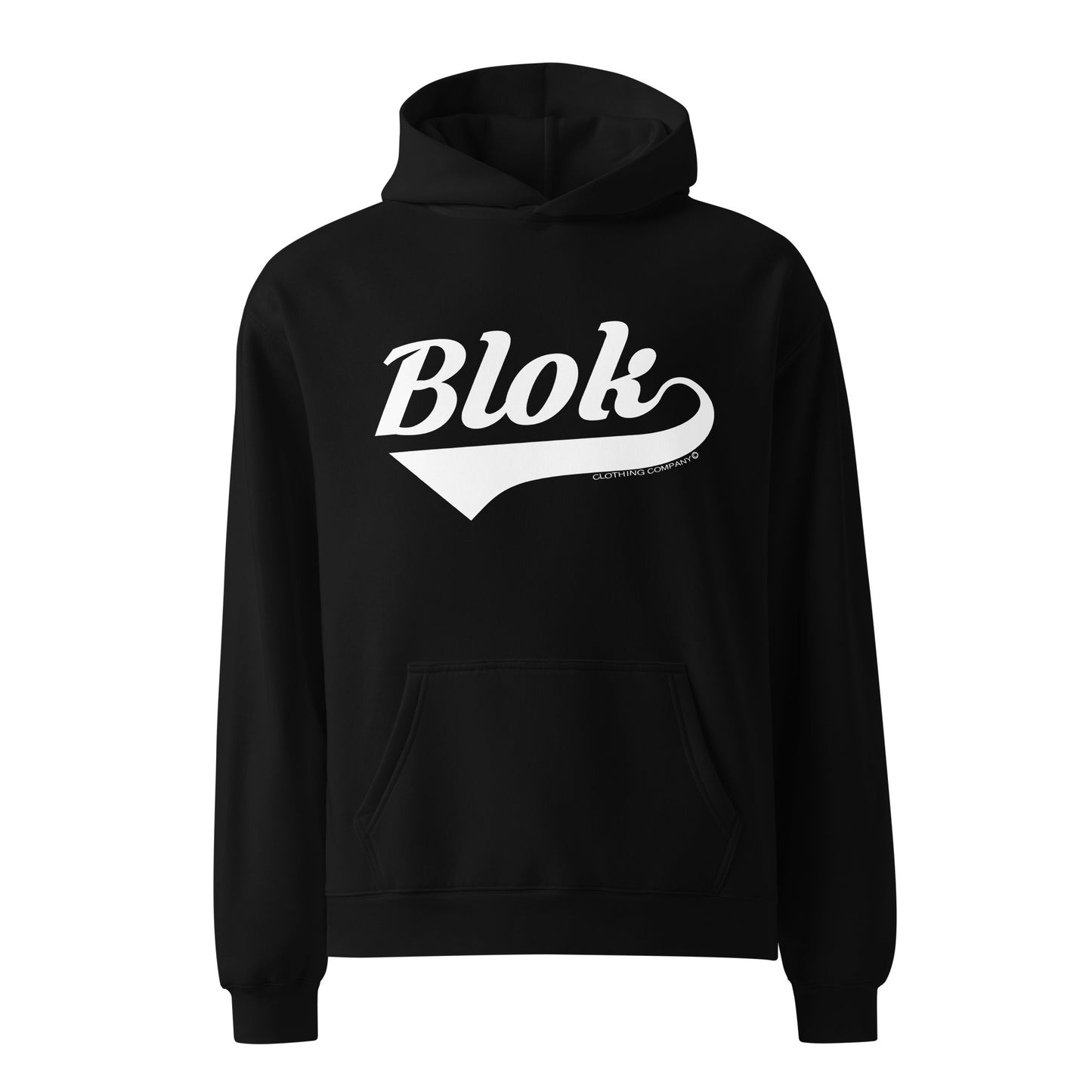 BLOK Classic Logo - Heavyweight Oversized Men's Hoodies - White Front Graphic Print