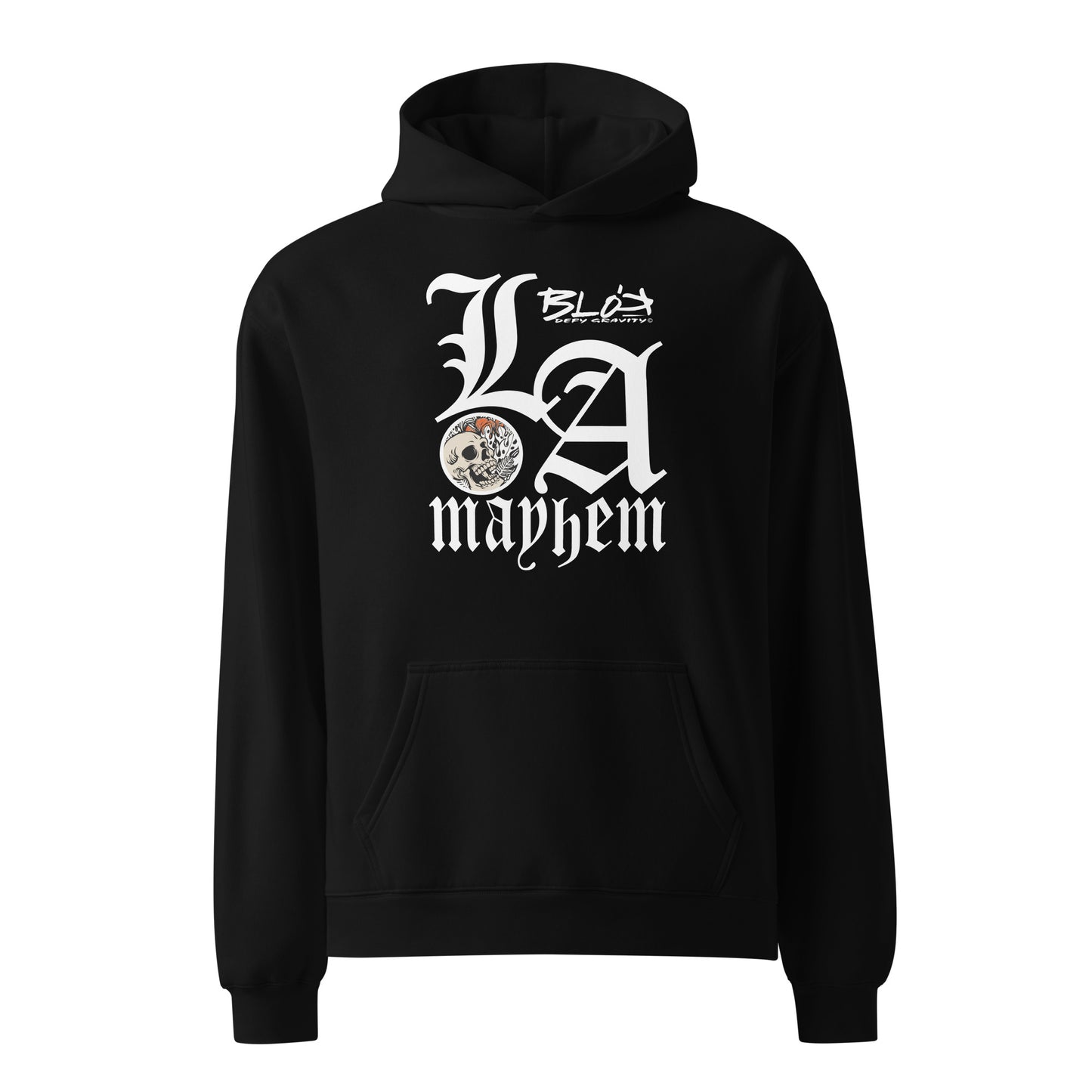 LA Mayhem - Heavyweight Oversized Men's Hoodie - Front & Back White Graphic Print
