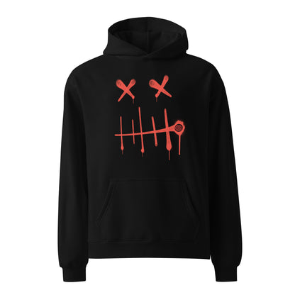 Blok Stitch Face - Heavyweight Oversized Men's Hoodie - Red Front & Back Graphic Print