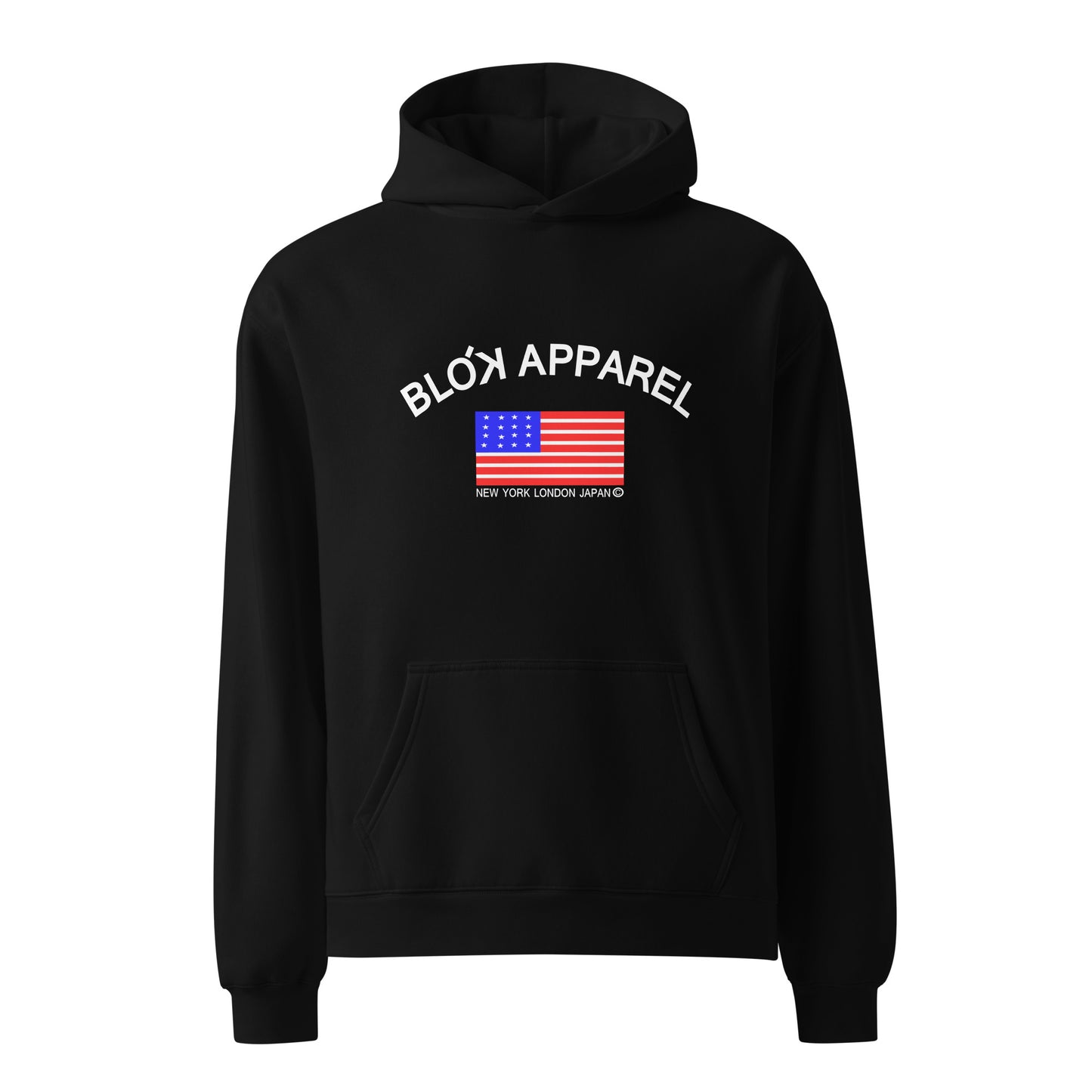 Blok Apparel Flagged - Heavyweight Oversized Men's Hoodie - Front Graphic Print