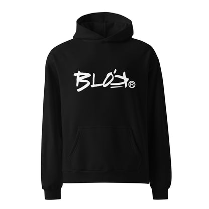 Blok Logo - Heavyweight Oversized Men's Hoodie - White Front Graphic Print