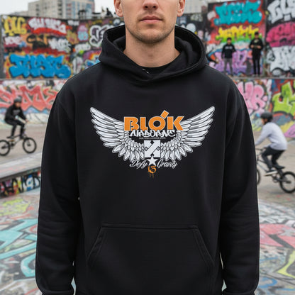 Airborne Wings - Front Print in Orange - Oversize Heavyweight Hoodie