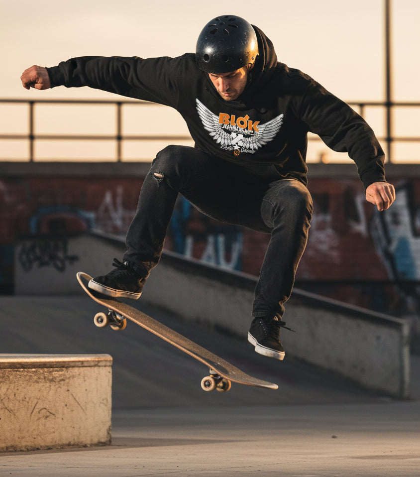 Airborne Wings - Front Print in Orange - Oversize Heavyweight Hoodie