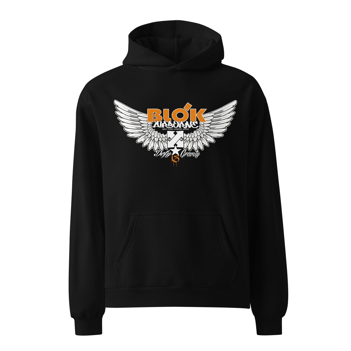 Airborne Wings - Front Print in Orange - Oversize Heavyweight Hoodie