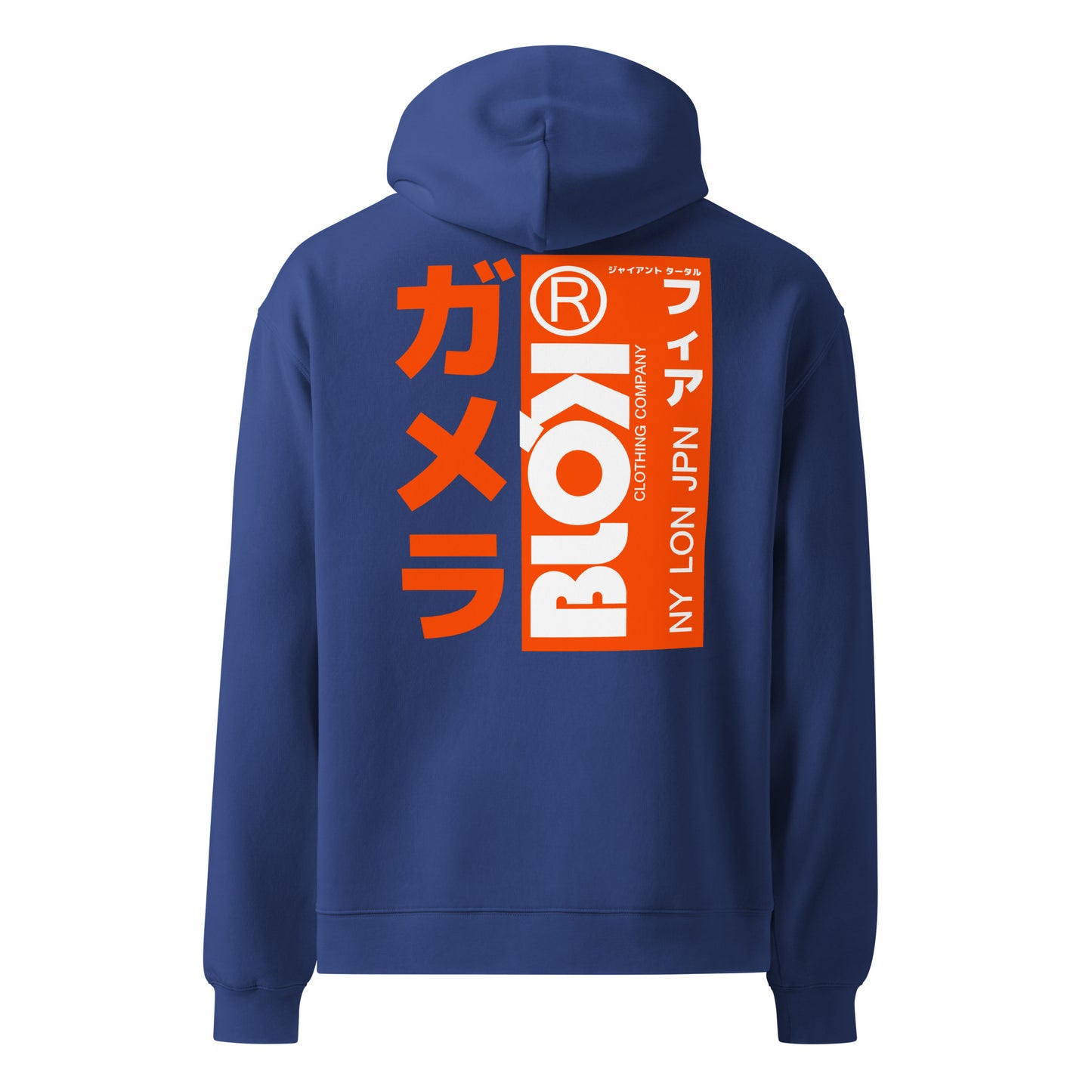BLOK NY LDN JPN - Orange Front & Back Print - Oversized Heavyweight Hoodie