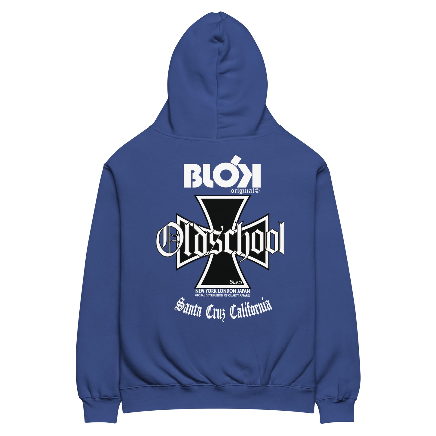 Old School Iron Cross - White Front & Back Print - Oversized Heavyweight Hoodie