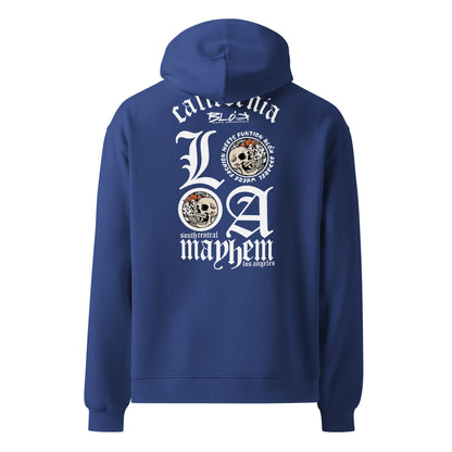 BLOK LA MAYHEM Iron cross front print and back print - Oversized Premium Heavyweight Hoodie Men's