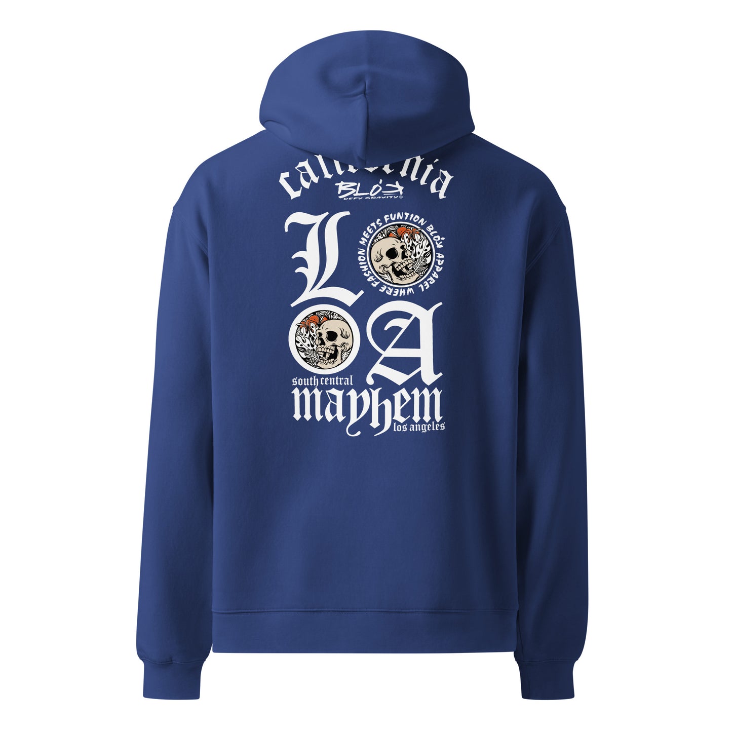 BLOK LA MAYHEM Iron cross front print and back print - Oversized Premium Heavyweight Hoodie Men's