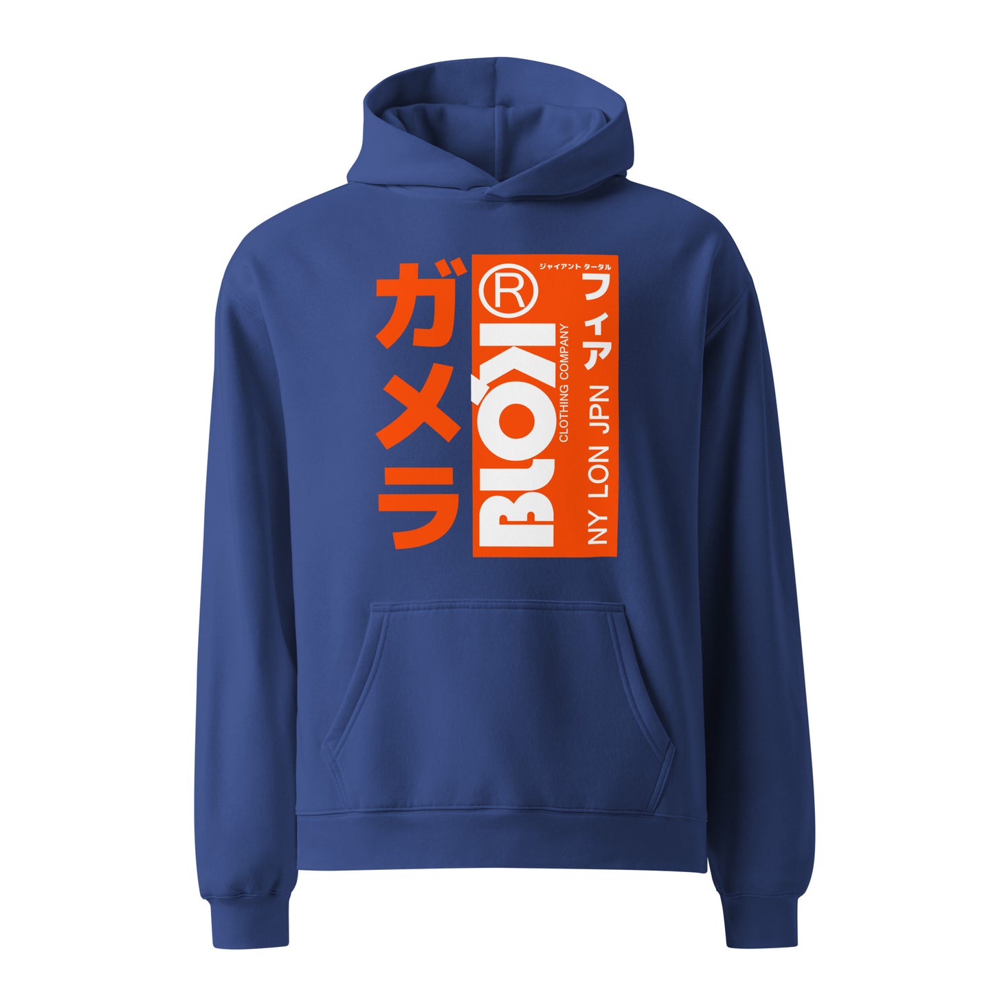 BLOK NY LDN JPN - Orange Front Print - Oversized Heavyweight Hoodie