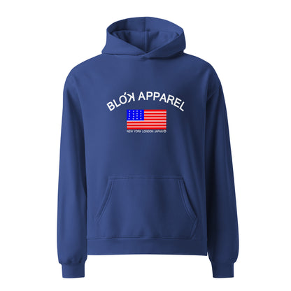 Blok Apparel Flagged - Heavyweight Oversized Men's Hoodie - Front Graphic Print