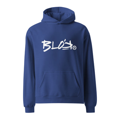 Blok Logo - Heavyweight Oversized Men's Hoodie - White Front Graphic Print