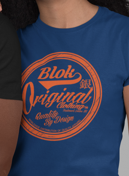 BLOK Quality By Design - Orange Print Women's Slim Fit Graphic T-Shirt