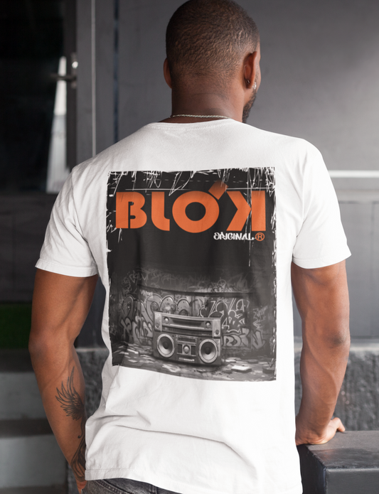 Boom Box - Front & Back Print in Orange - Men's Loose Fit