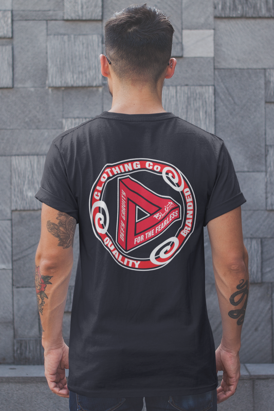 Blok Triangle - Front & Back Print - in Red & White - Men's Loose Fit