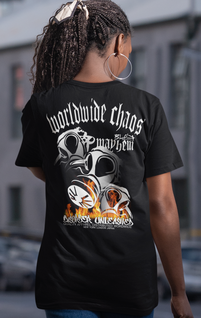 Worldwide Chaos - Front & Back Print in White - Women's Relaxed Fit