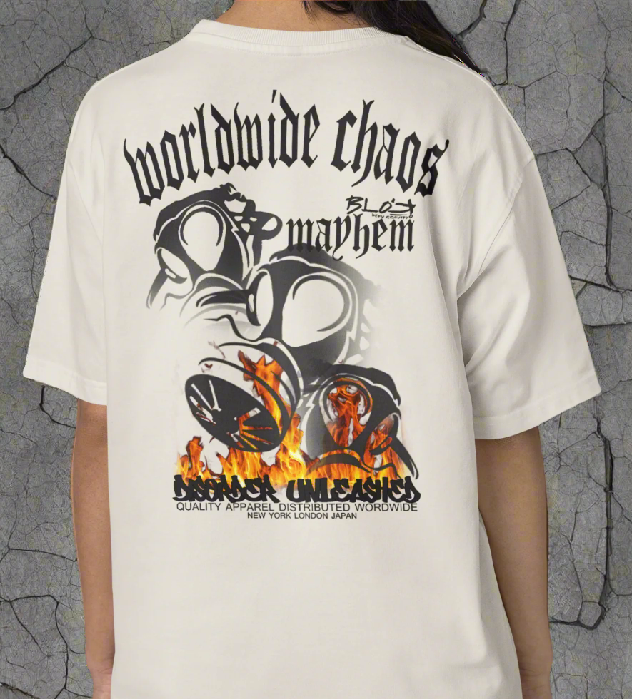Worldwide Chaos - Back & Front Print - in Black - Women's Oversize