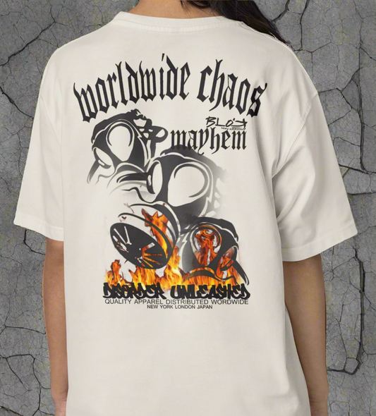 Worldwide Chaos - Back & Front Print - in Black - Women's Oversize