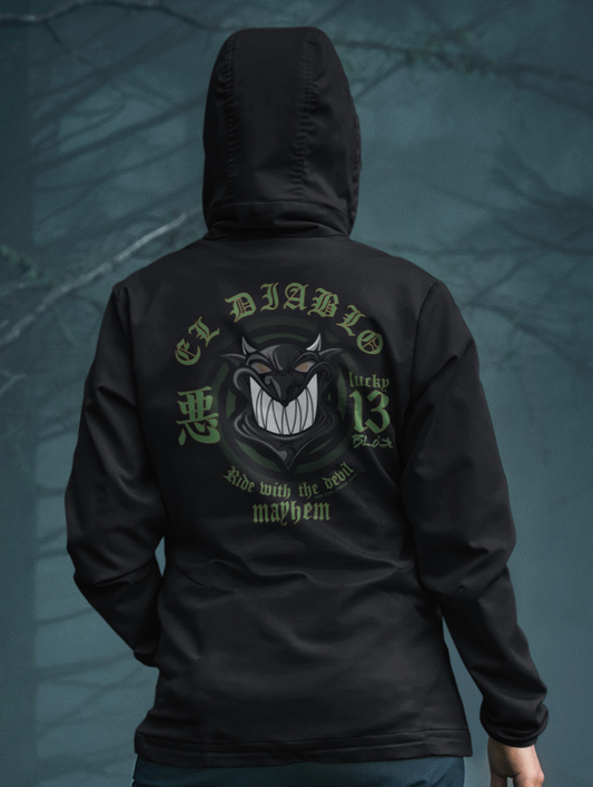 El Diablo - Front & Back Print in Green & Black - Women's Hoodie