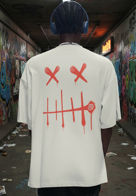 Stitch Face  - Front & Back Print - Faded Black - Men's Oversize