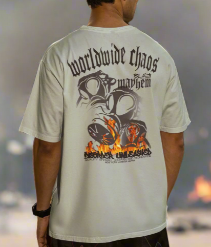 Worldwide Chaos - Front & Back Print - in Black - Oversize Men's