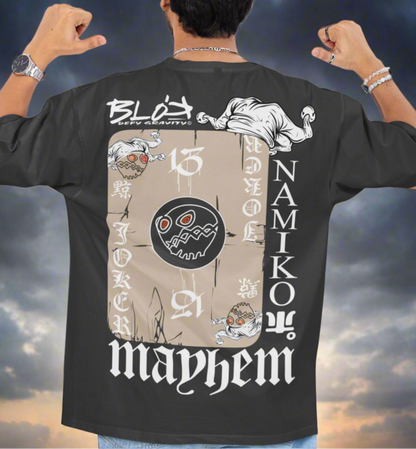 Poker Face - Front & Back Print - in White & Sand - Men's Oversize