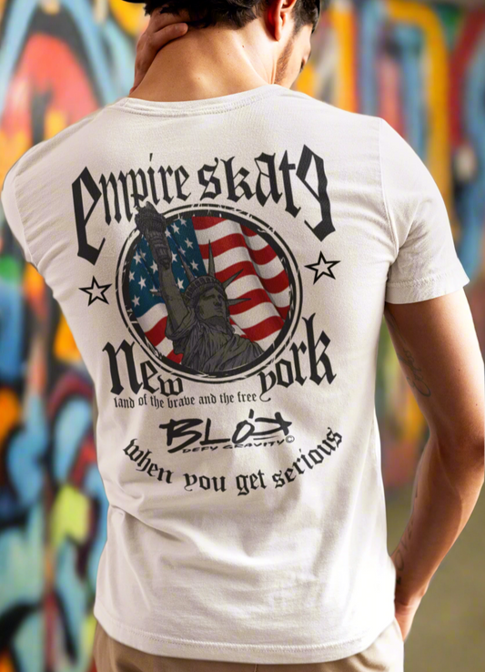 Empire Skate - New York - Back & Front Print - in Black - Men's Loose Fit