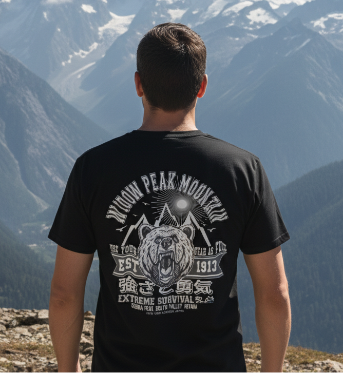 Widow Peak - Front & Back Print in White - Men's Loose Fit