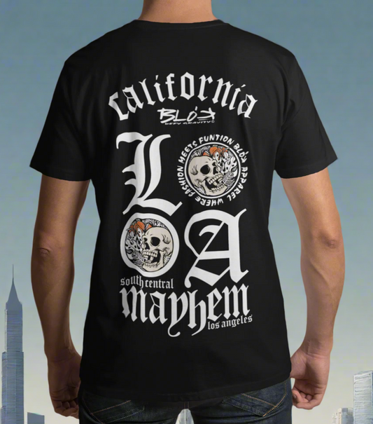 L.A Mayhem - Front & Back Print - in White - Men's Loose Fit