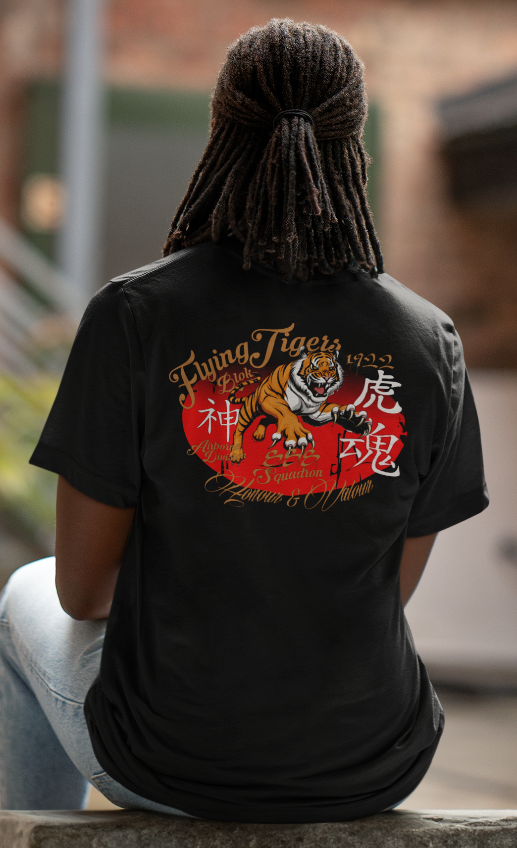Original Flying Tigers - Front & Back Print in Gold - Women's Relaxed Fit