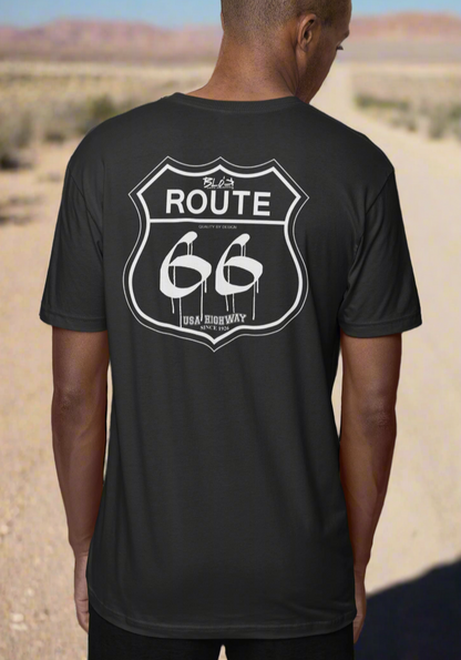 Route 66 - Front & Back Print - in White - Oversize Men's