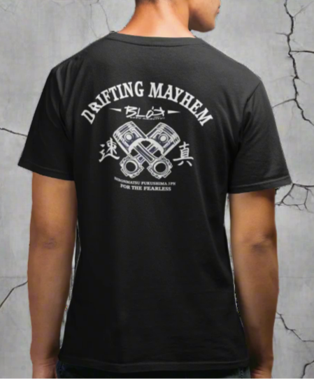 Drifting Mayhem - Front & Back Print in White - Men's Loose Fit