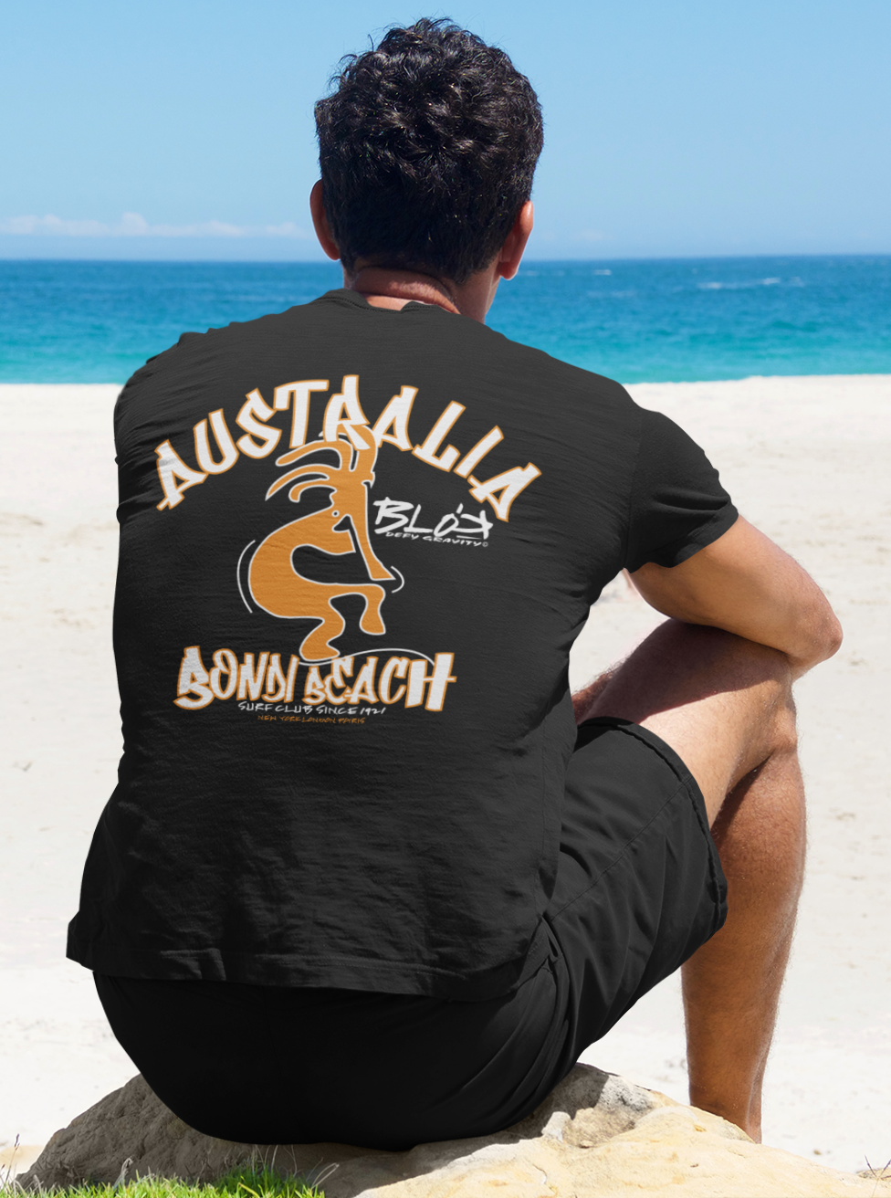 Bondi Beach - Front & Back Print - in White & Orange - Men's Loose Fit