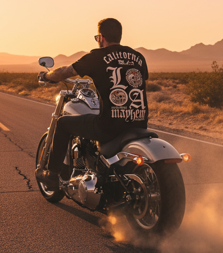 LA Mayhem - Front & Back Print - in White - Men's Loose Fit