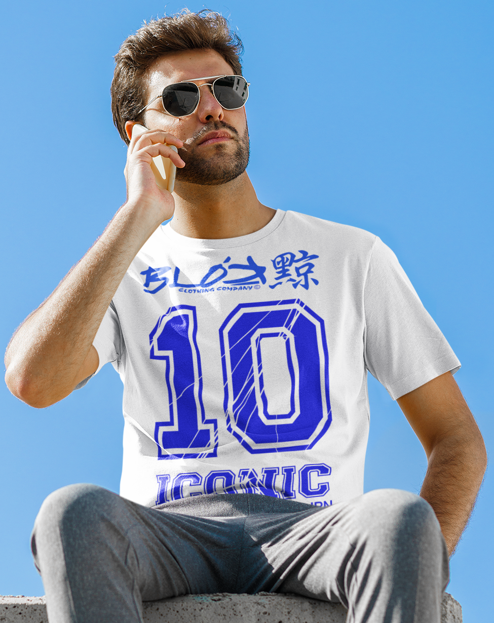 Iconic 10 - Front - Blue Print - Men's Loose Fit