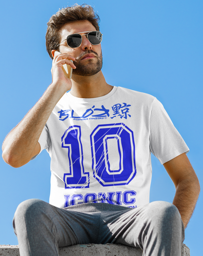 Iconic 10 - Front - Blue Print - Men's Loose Fit