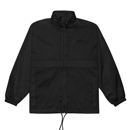 BLOK R - Unisex Black Front & Back Embroidered Windbreaker Jacket