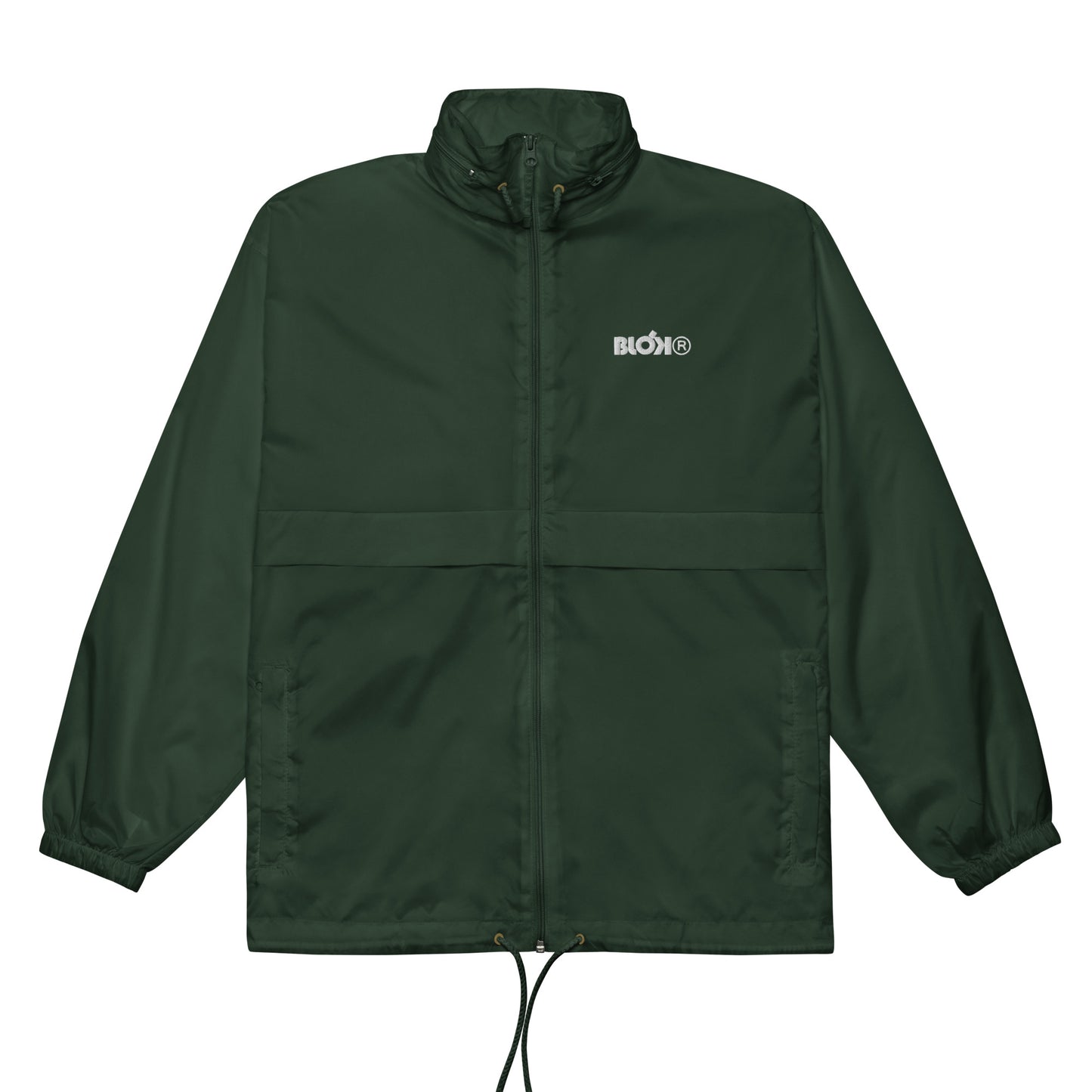 BLOK R - Unisex White Embroidered Windbreaker Jacket