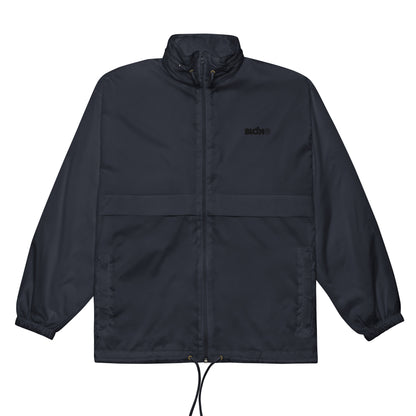 BLOK R - Unisex Black Front & Back Embroidered Windbreaker Jacket